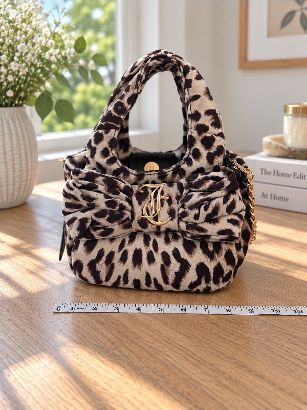 Juicy Couture Snow Leopard Bow Dup Mini Tote Crossbody Bag NWT - Picture 7 of 8